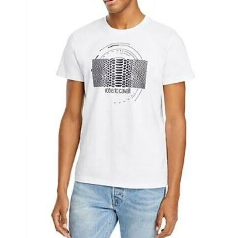 Roberto Cavalli Men's Cavalli Tee Cotton Short Sleeve White Size L